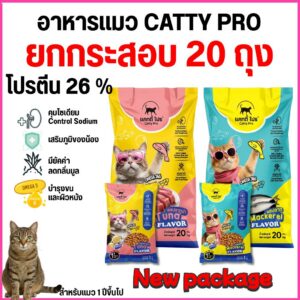 แพ็คเกจใหม่ แคทตี้โปร อาหารแมวเม็ด Catty Pro สำหรับแมวโต อายุ 1 ปีขึ้นไป โปรตีน 26 % ขนาด 1 กิโลกรัม