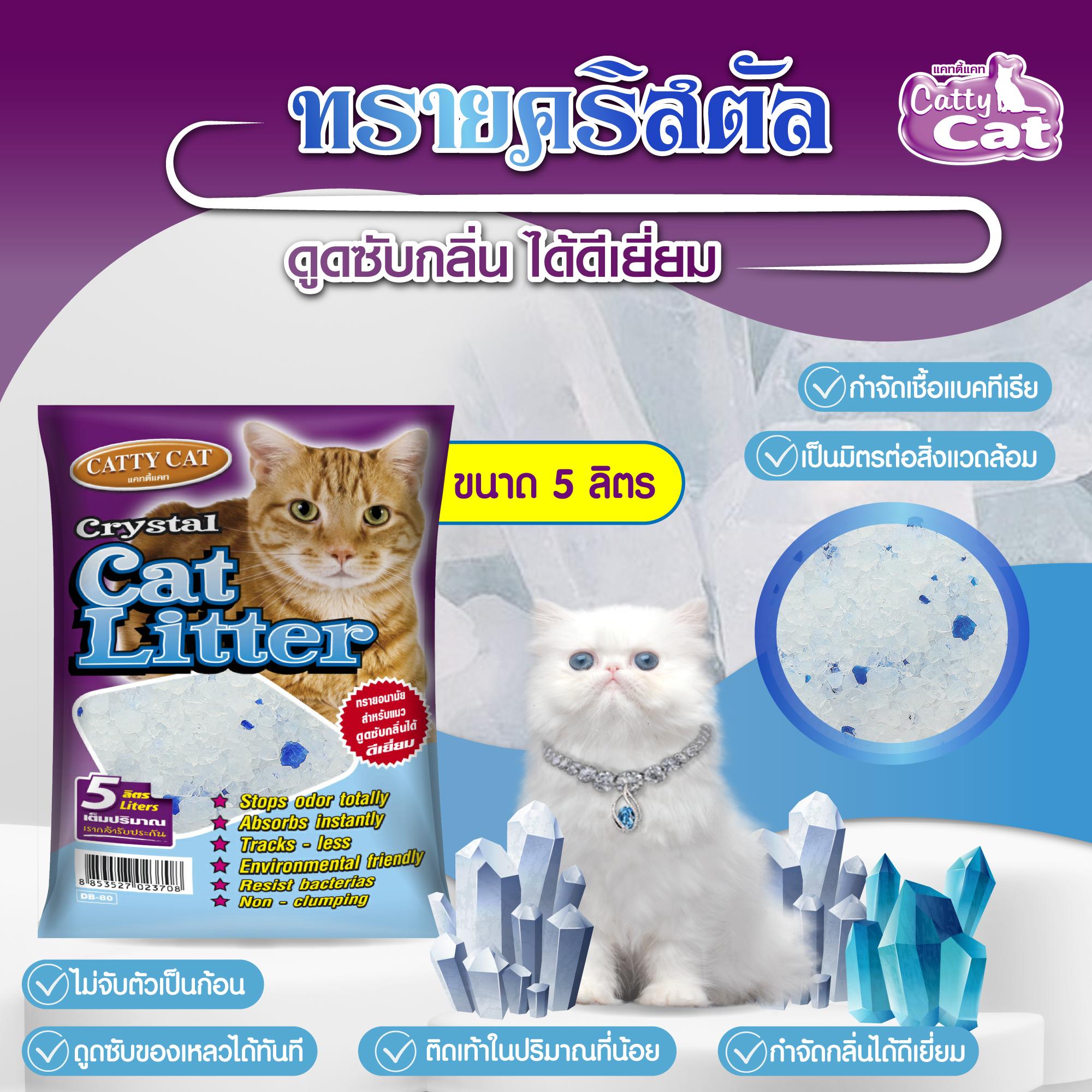 ทรายคริสตัล Catty cat ทรายแมวคริสตัล เม็ดบีท 5 ลิตร ไม่มีฝุ่น ไม่ติดขนแมว - Image 3